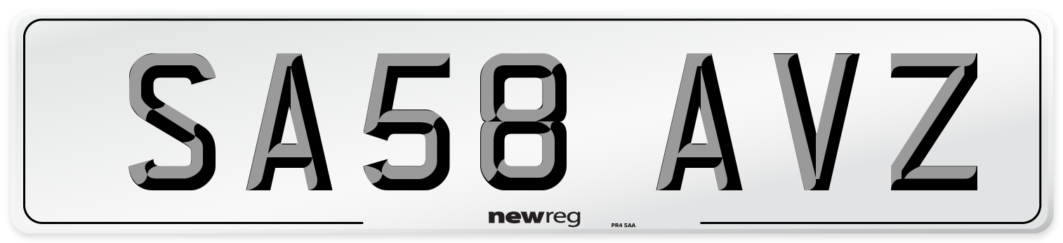 SA58 AVZ Number Plate from New Reg